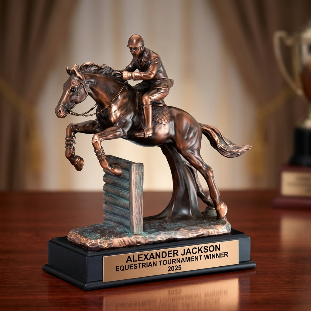 Equestrian Trophy Award | Personalized Horse Jumper | Custom Engraved | Equestrian Gift | Horse Riding Award | Competition Trophy - View 2