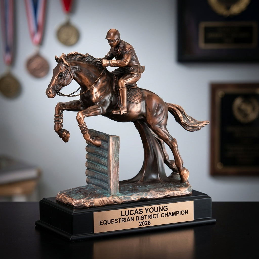 Equestrian Trophy Award | Personalized Horse Jumper | Custom Engraved | Equestrian Gift | Horse Riding Award | Competition Trophy - View 3