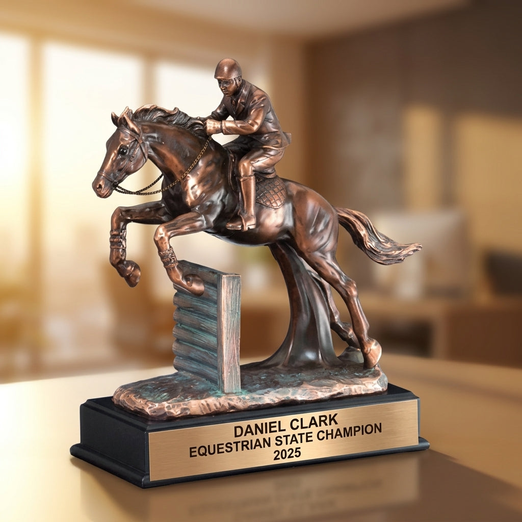 Equestrian Trophy Award | Personalized Horse Jumper | Custom Engraved | Equestrian Gift | Horse Riding Award | Competition Trophy - View 5