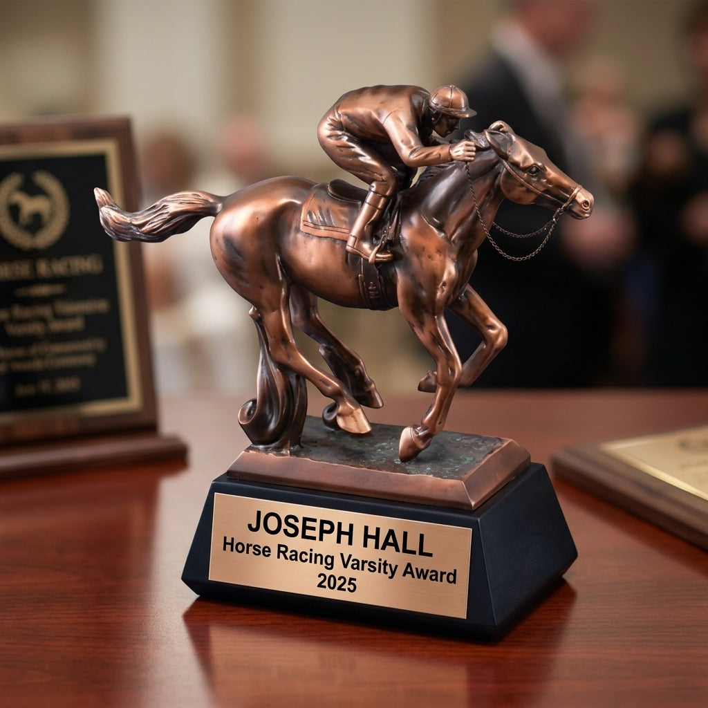 Horse Racing Trophy Award | Personalized | Custom Engraved | Horse & Jockey | Winner's Award | Personalized Gift - View 2