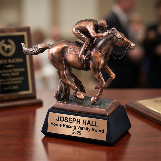 Horse Racing Trophy Award | Personalized | Custom Engraved | Horse & Jockey | Winner's Award | Personalized Gift - View 2