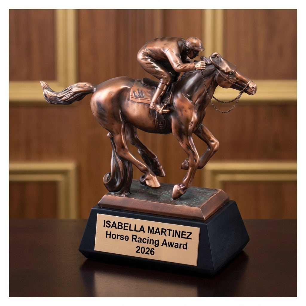 Horse Racing Trophy Award | Personalized | Custom Engraved | Horse & Jockey | Winner's Award | Personalized Gift - View 3