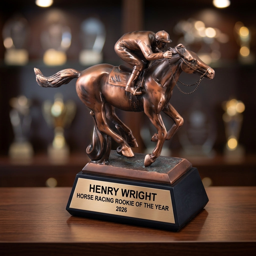 Horse Racing Trophy Award | Personalized | Custom Engraved | Horse & Jockey | Winner's Award | Personalized Gift - View 4