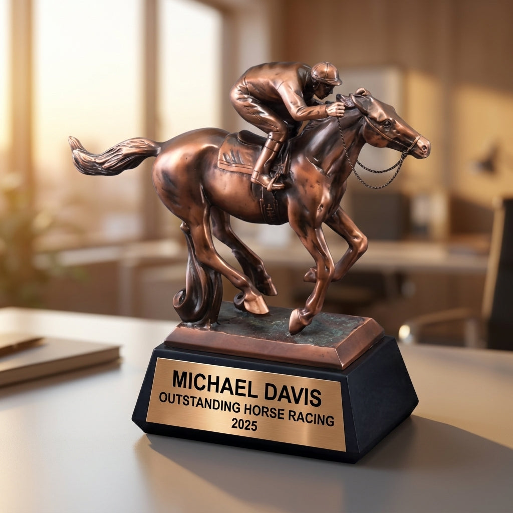 Horse Racing Trophy Award | Personalized | Custom Engraved | Horse & Jockey | Winner's Award | Personalized Gift - View 5