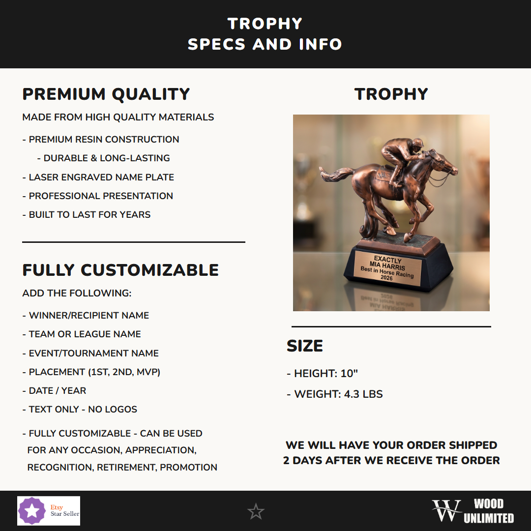 Horse Racing Victory Resin Trophy 10"