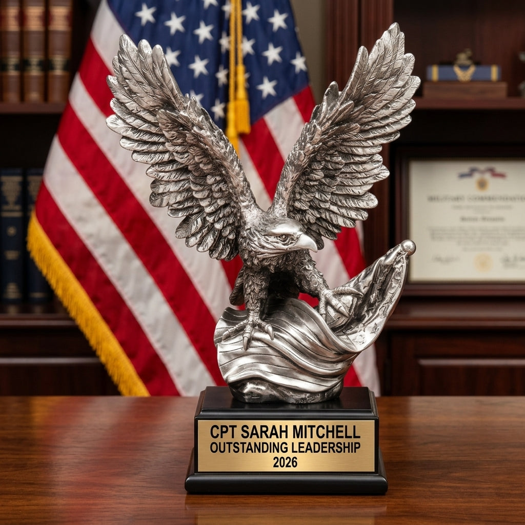 Military Award Trophy | Personalized | Custom Engraved | Retirement Gift | Service Award | Patriotic | Veteran - View 1