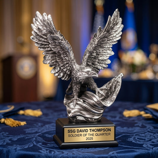 Military Award Trophy | Personalized | Custom Engraved | Retirement Gift | Service Award | Patriotic | Veteran - View 2