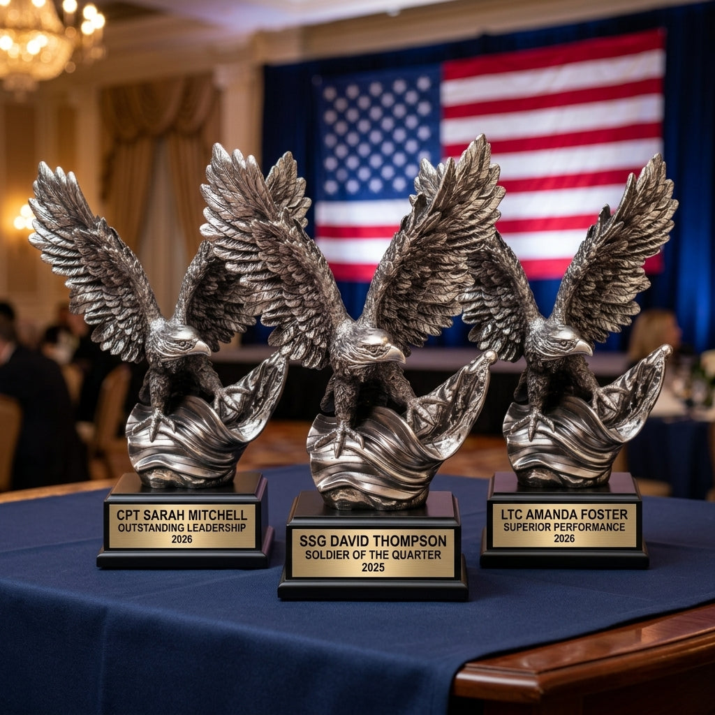 Military Award Trophy | Personalized | Custom Engraved | Retirement Gift | Service Award | Patriotic | Veteran - View 6