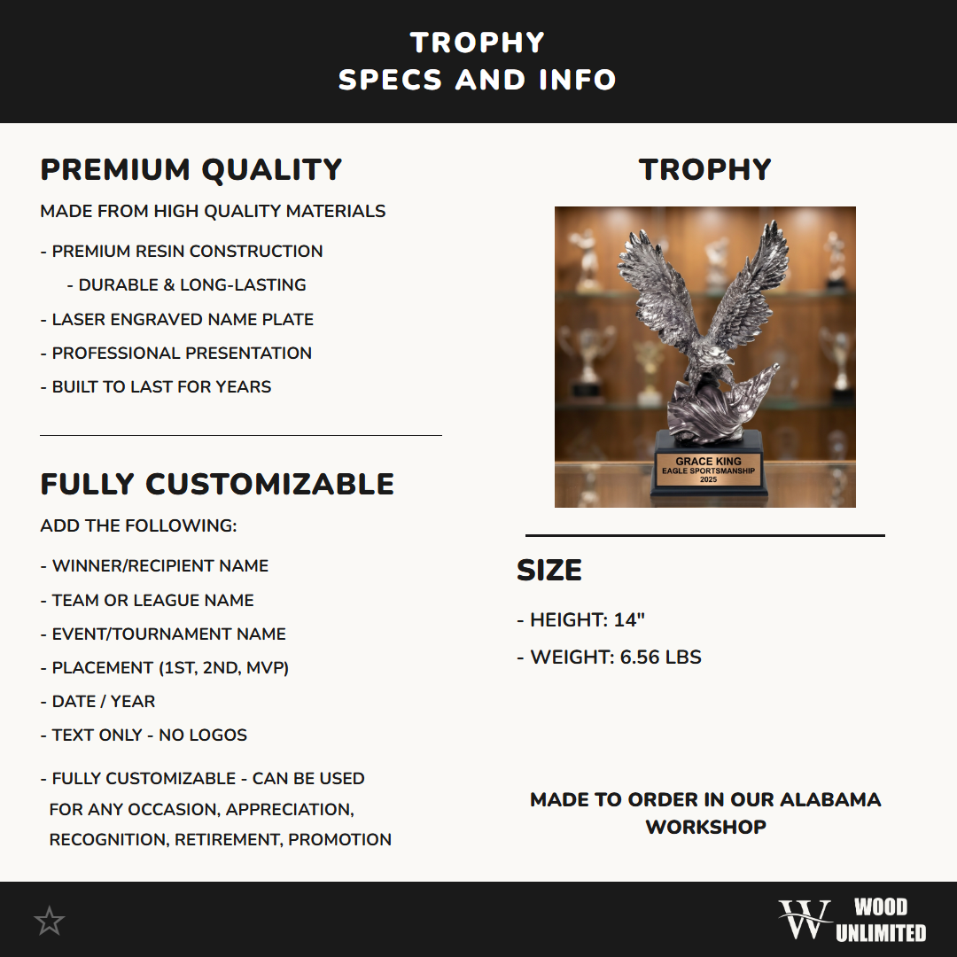 Personalized | Eagle Award | Custom Engraved | Eagle Trophy | Patriotic Award | Military Veteran | Achievement Gift | Sportsmanship Award