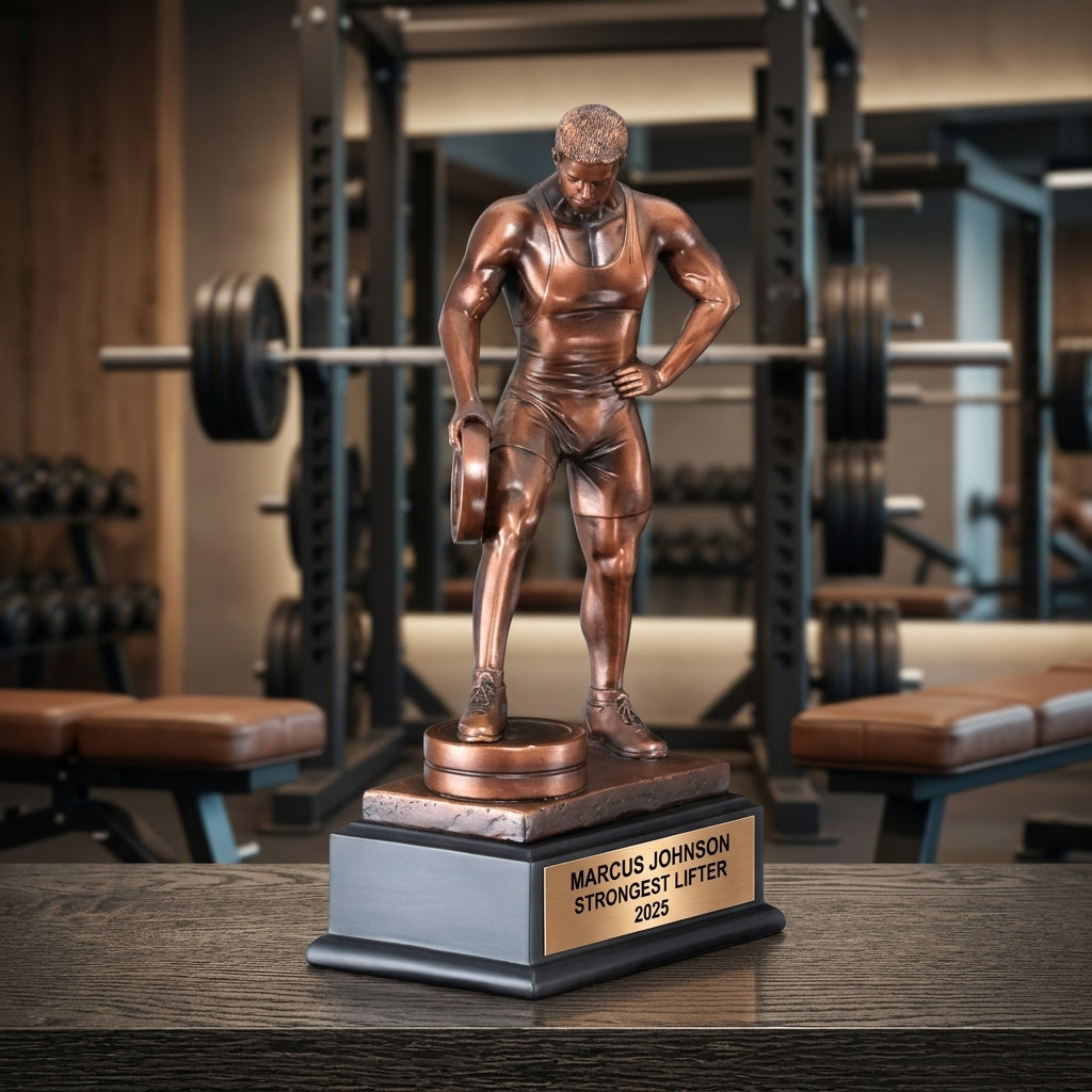 Weightlifting Trophy Award | Personalized | Custom Engraved | Weightlifting Gift | Powerlifting | Gym Award | Weight Lifting Champion - View 1