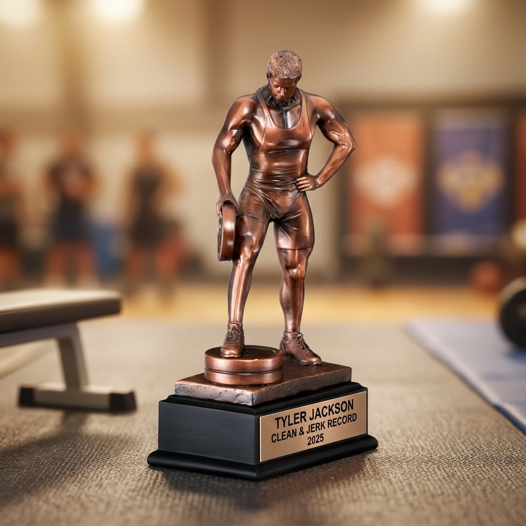 Weightlifting Trophy Award | Personalized | Custom Engraved | Weightlifting Gift | Powerlifting | Gym Award | Weight Lifting Champion - View 2