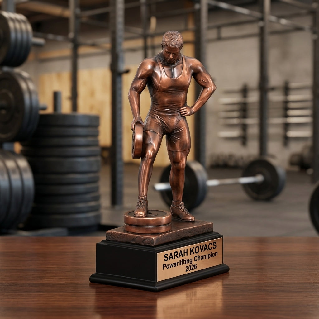 Weightlifting Trophy Award | Personalized | Custom Engraved | Weightlifting Gift | Powerlifting | Gym Award | Weight Lifting Champion - View 3