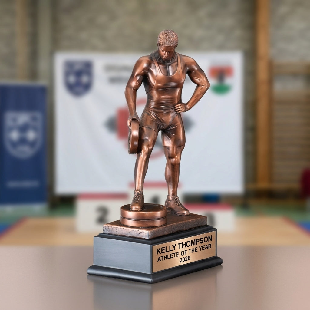 Weightlifting Trophy Award | Personalized | Custom Engraved | Weightlifting Gift | Powerlifting | Gym Award | Weight Lifting Champion - View 4