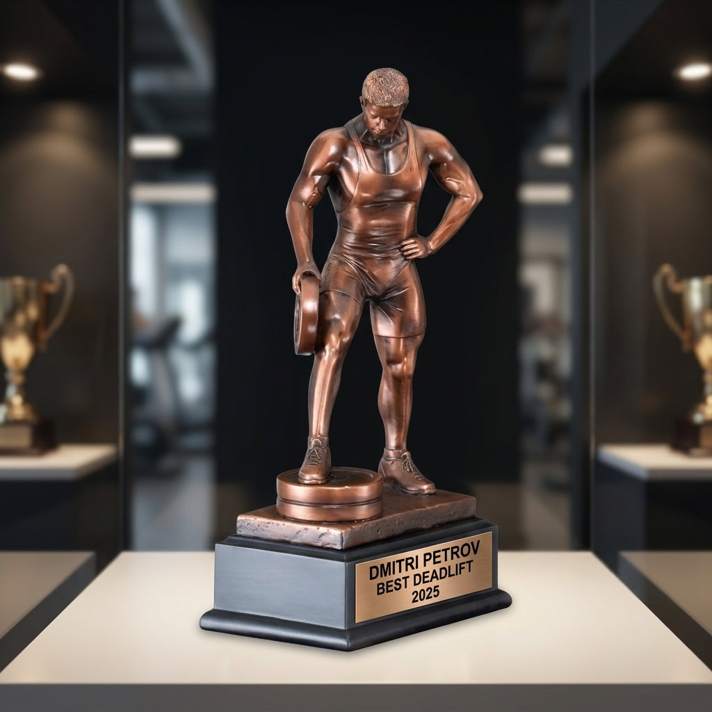 Weightlifting Trophy Award | Personalized | Custom Engraved | Weightlifting Gift | Powerlifting | Gym Award | Weight Lifting Champion - View 5