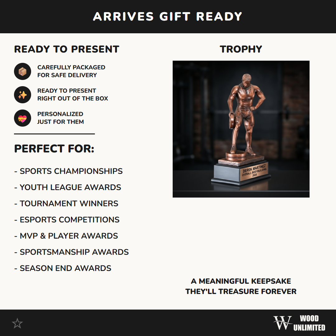 Personalized Bodybuilding Trophy, Custom Engraved Fitness Competition Award, Gym & Crossfit Gift
