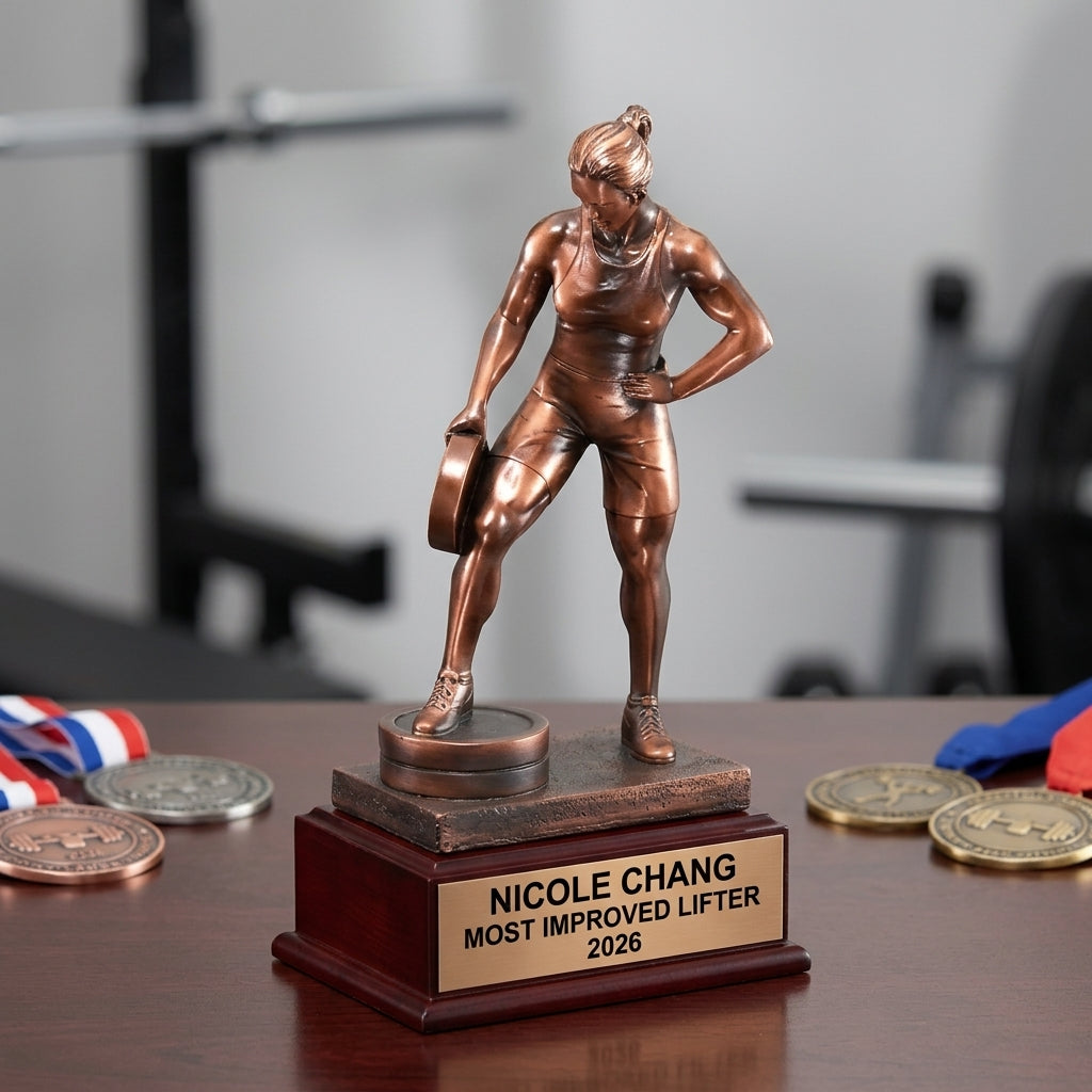 Weightlifting Trophy Award | Personalized | Custom Engraved | Gym Award | Powerlifting | CrossFit | Gift for Lifter - View 2