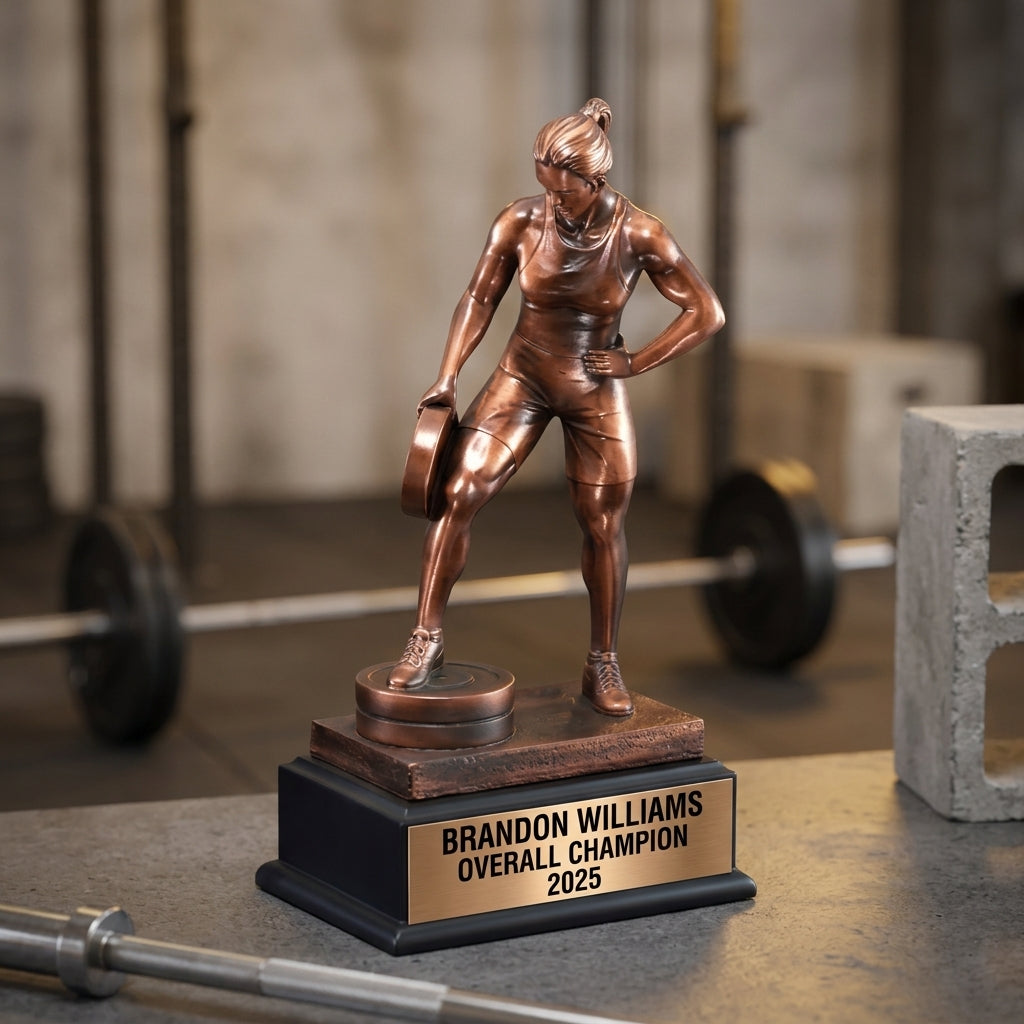 Weightlifting Trophy Award | Personalized | Custom Engraved | Gym Award | Powerlifting | CrossFit | Gift for Lifter - View 3