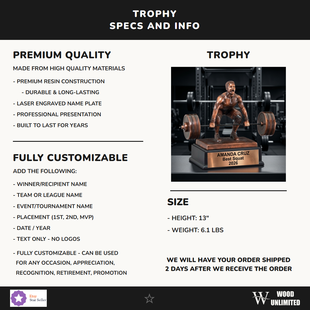 Weightlifting Victory Resin Trophy 13"