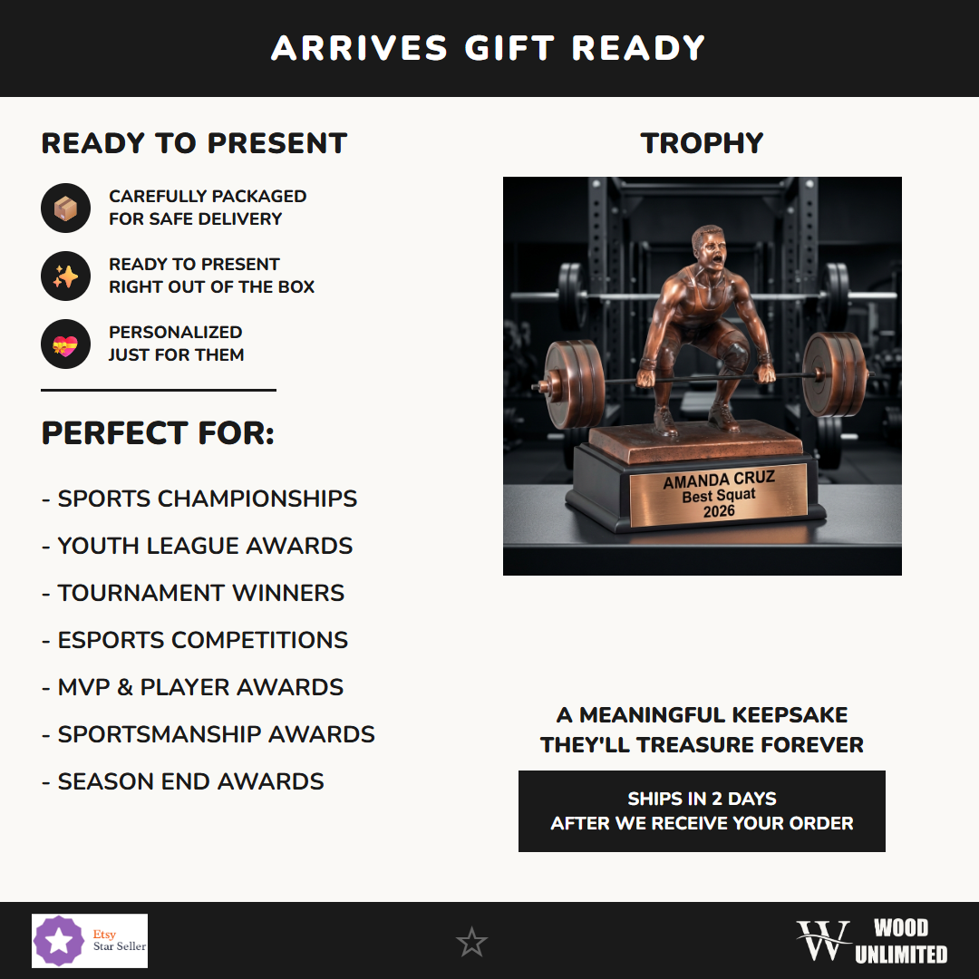 Weightlifting Trophy Award Gift Ready — perfect for the occasion