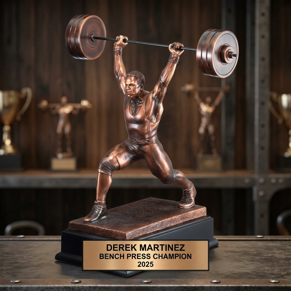 Weightlifting Trophy Award | Personalized | Custom Engraved | Powerlifting Gift | Gym Competition | Best Lifter | Weight Lifting - View 1