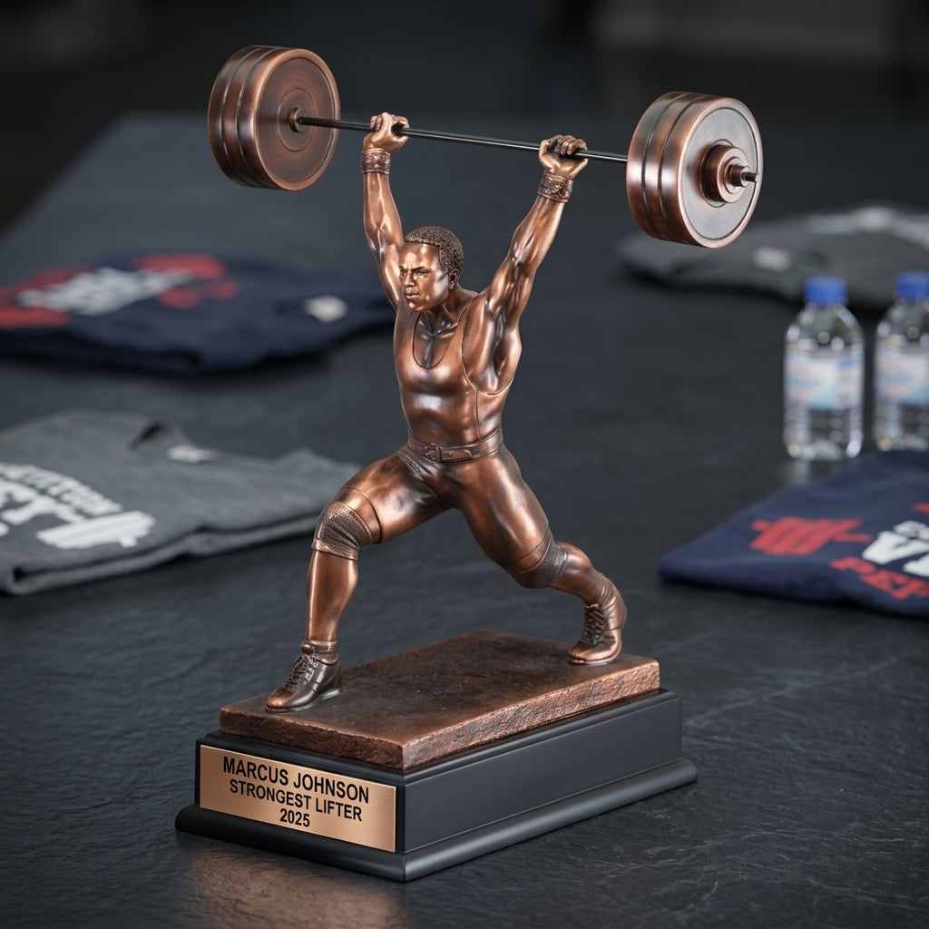 Weightlifting Trophy Award | Personalized | Custom Engraved | Powerlifting Gift | Gym Competition | Best Lifter | Weight Lifting - View 2