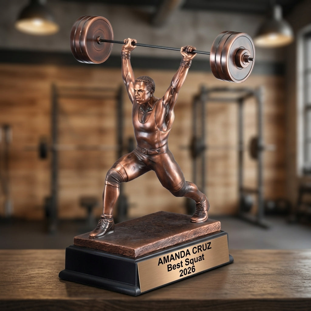 Weightlifting Trophy Award | Personalized | Custom Engraved | Powerlifting Gift | Gym Competition | Best Lifter | Weight Lifting - View 3
