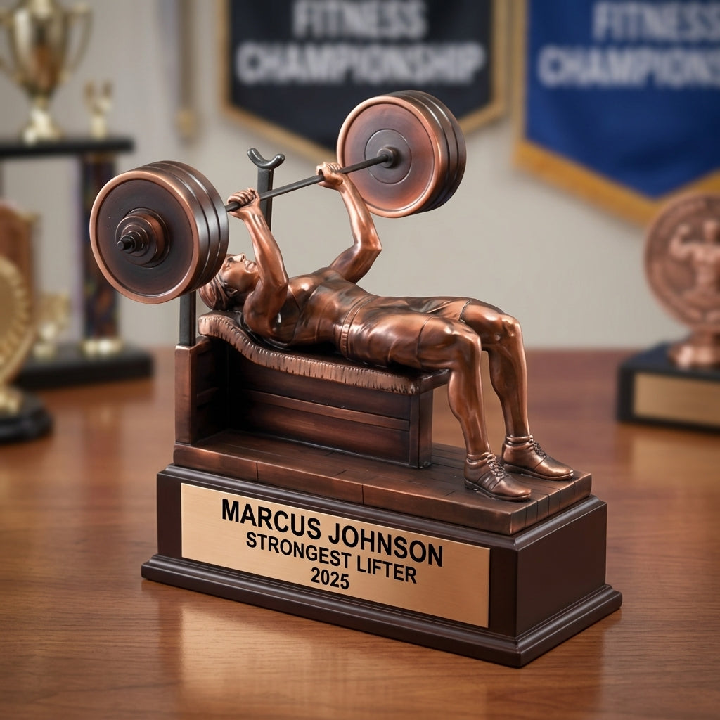 Weightlifting Trophy Award | Personalized | Custom Engraved | Powerlifting Gift | Weightlifting Competition | Gym Award - View 2