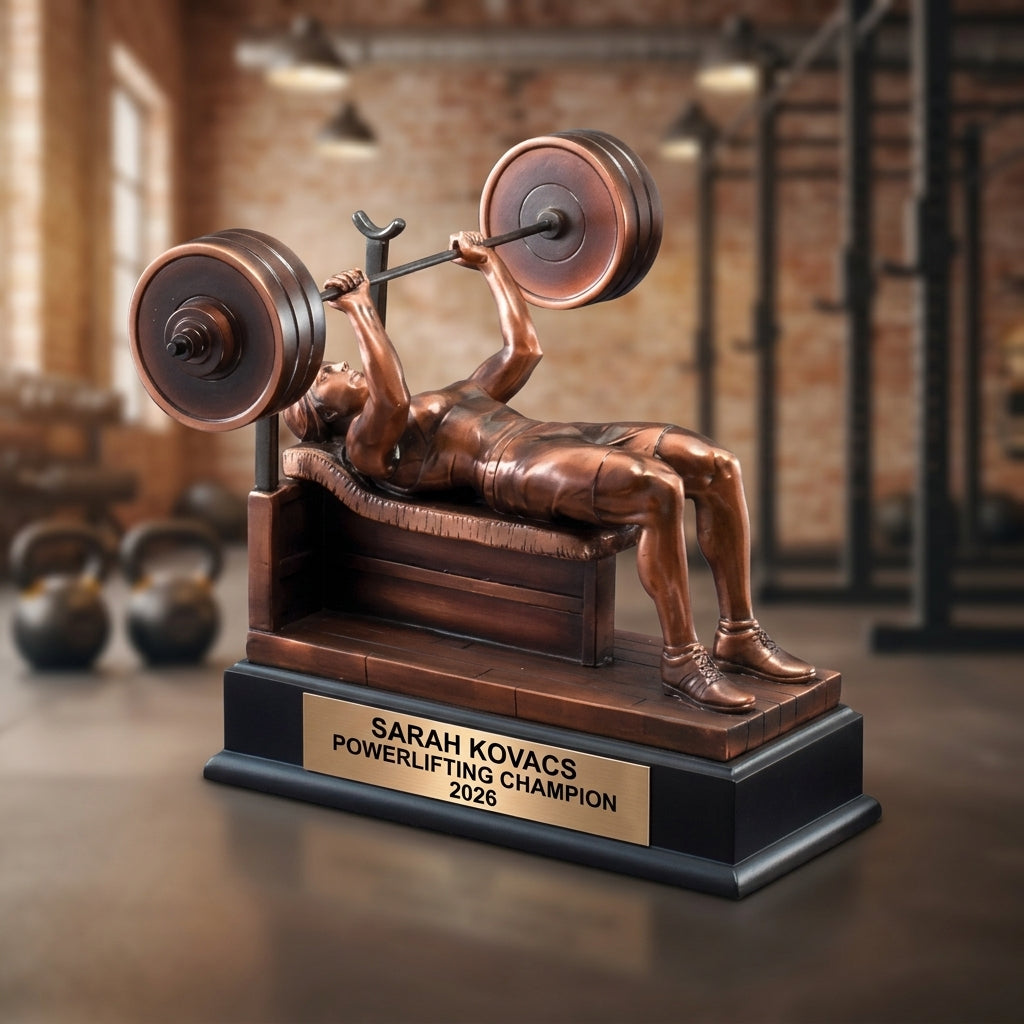 Weightlifting Trophy Award | Personalized | Custom Engraved | Powerlifting Gift | Weightlifting Competition | Gym Award - View 3