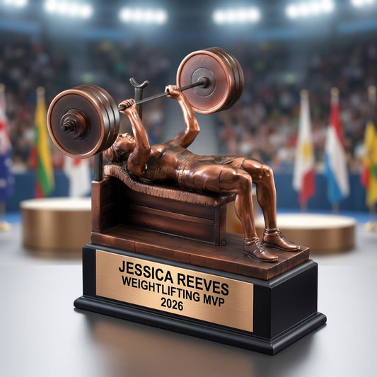Weightlifting Trophy Award | Personalized | Custom Engraved | Powerlifting Gift | Weightlifting Competition | Gym Award - View 4