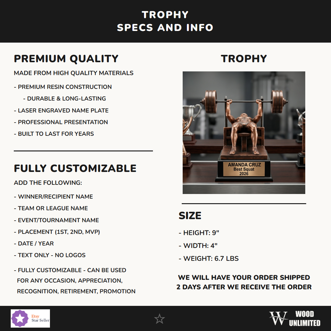 Weightlifting Victory Resin Trophy 9"