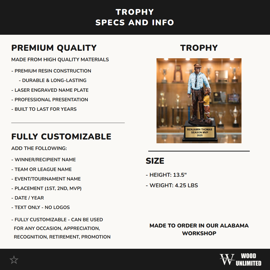 Personalized | Police Award | Custom Engraved | Police Officer | Law Enforcement | Community Hero | Personalized Award | Engraved Trophy