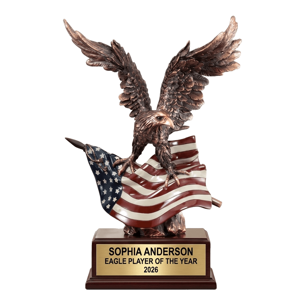Personalized | Patriotic Award | Custom Engraved | Eagle Trophy | Military Gift | Veteran Recognition | American Flag | Retirement Award