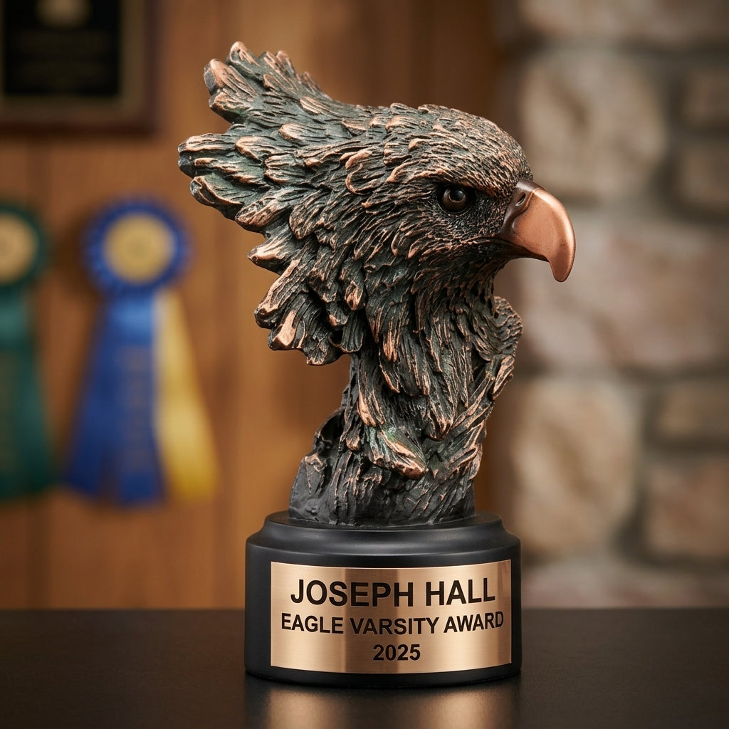 Eagle Trophy Award | Personalized | Custom Engraved | Eagle Bust | Award Ceremony | Team Banquet | Tournament | Wood Unlimited - View 3