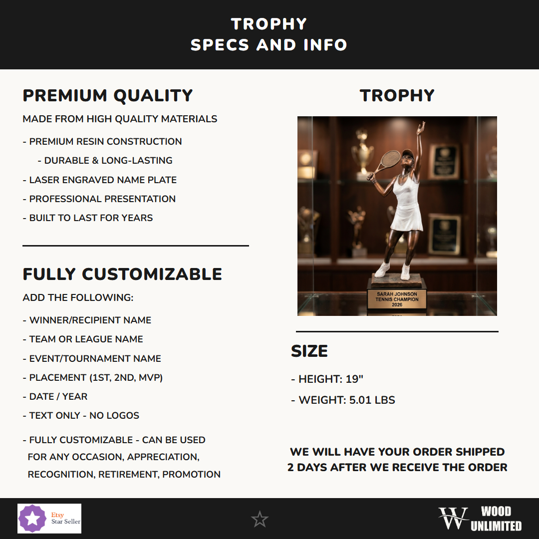 Tennis Victory Resin Trophy 19"