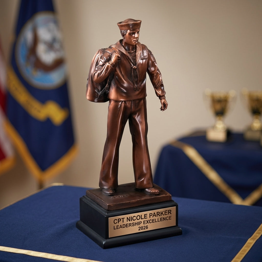 Military Trophy Award | Personalized | Custom Engraved | Retirement Gift | Achievement Award | Service Award | Veterans Day Gift - View 2