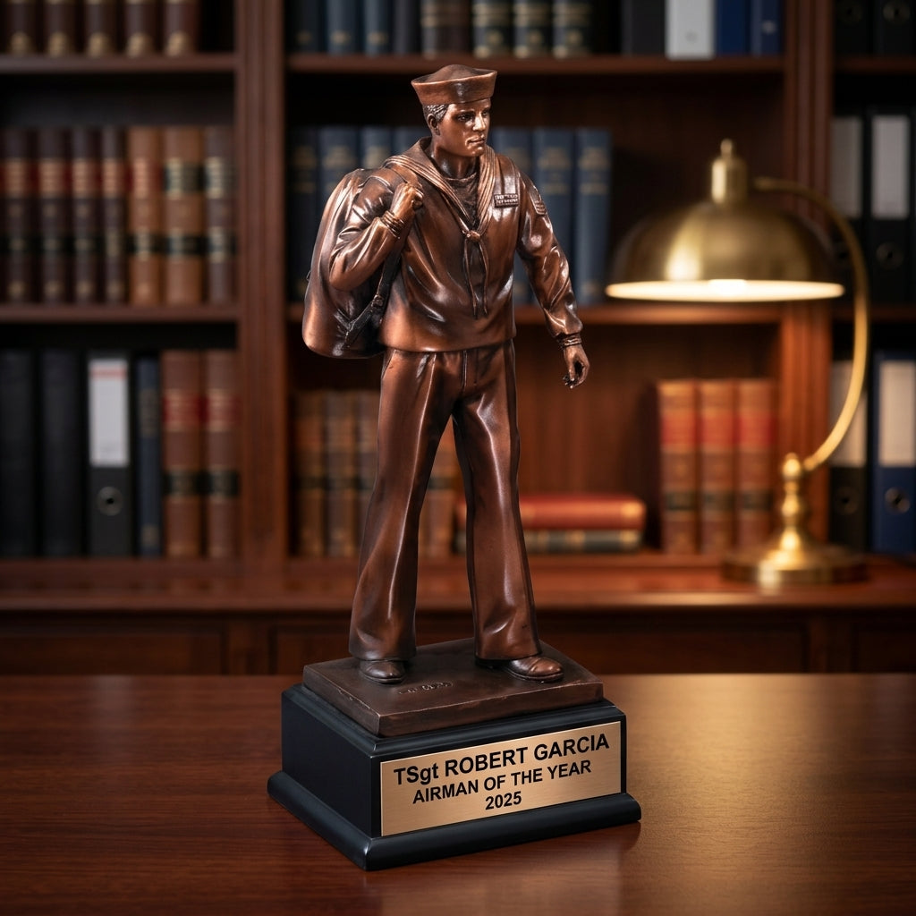 Military Trophy Award | Personalized | Custom Engraved | Retirement Gift | Achievement Award | Service Award | Veterans Day Gift - View 3