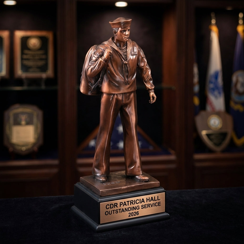 Military Trophy Award | Personalized | Custom Engraved | Retirement Gift | Achievement Award | Service Award | Veterans Day Gift - View 4