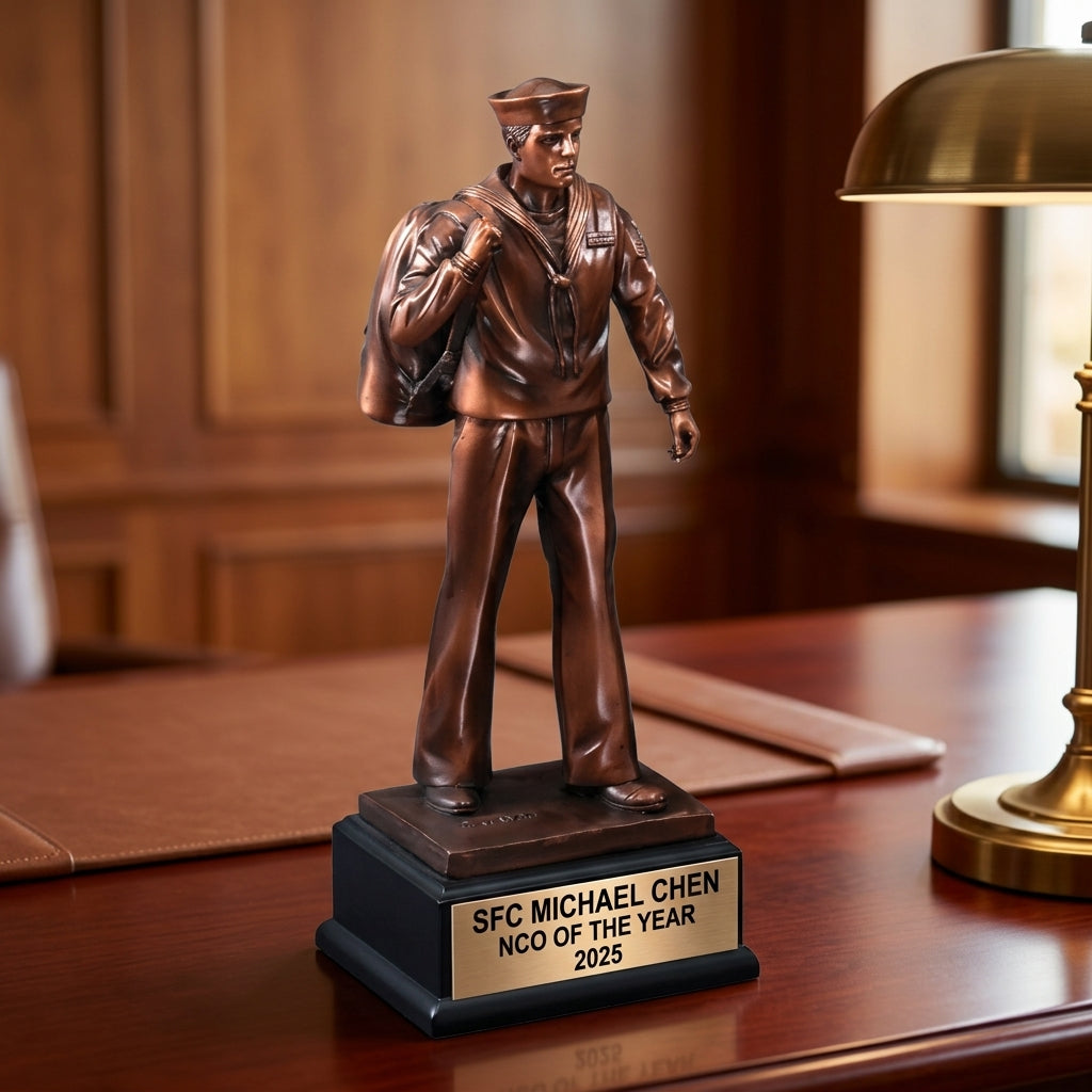 Military Trophy Award | Personalized | Custom Engraved | Retirement Gift | Achievement Award | Service Award | Veterans Day Gift - View 5
