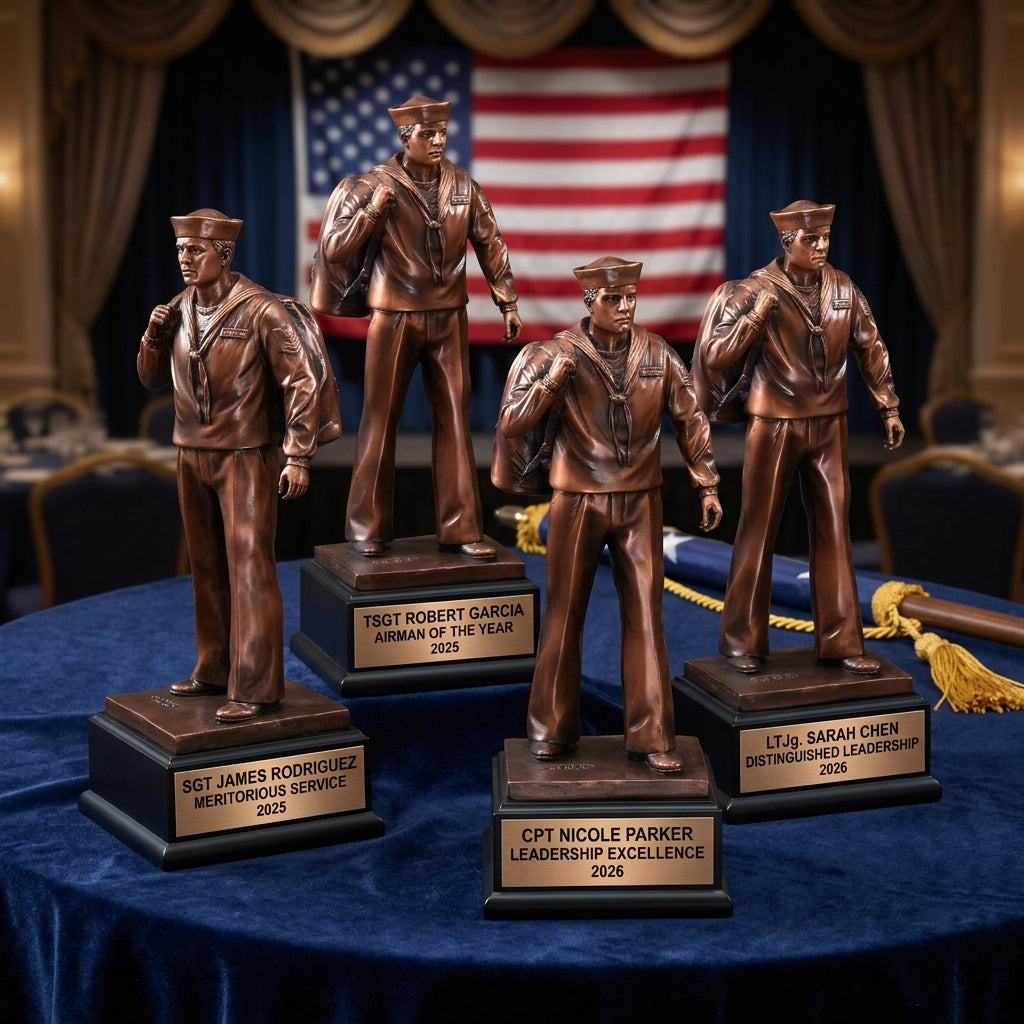 Military Trophy Award | Personalized | Custom Engraved | Retirement Gift | Achievement Award | Service Award | Veterans Day Gift - View 6