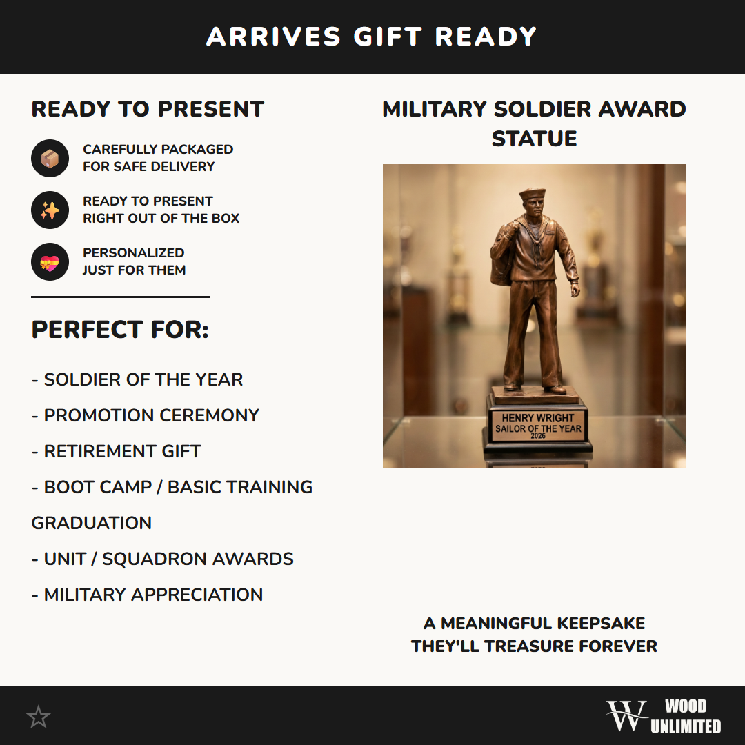 Military Trophy Award | Personalized | Custom Engraved | Retirement Gift | Achievement Award | Service Award | Veterans Day Gift