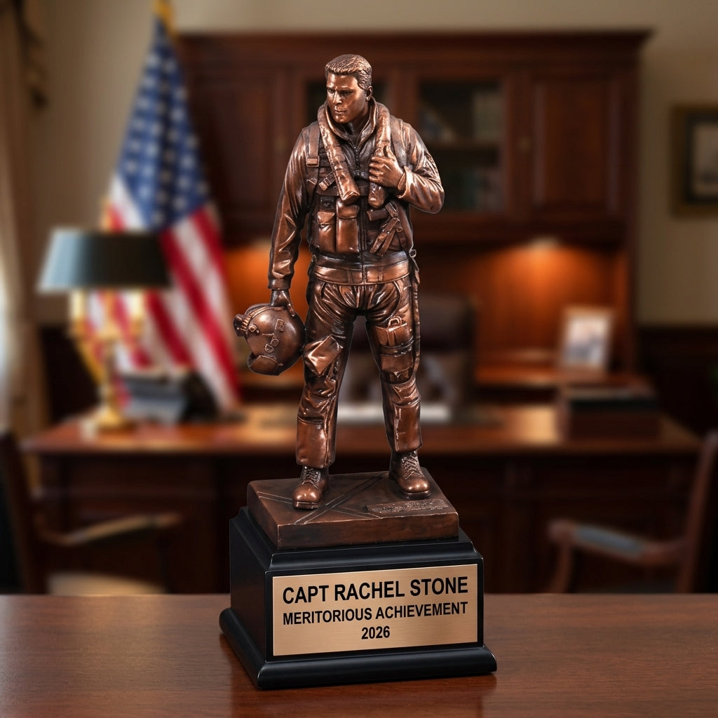 Military Award Trophy | Personalized | Custom Engraved | Retirement Gift | Promotion | Service Recognition | Veterans Day | Memorial Day - View 1