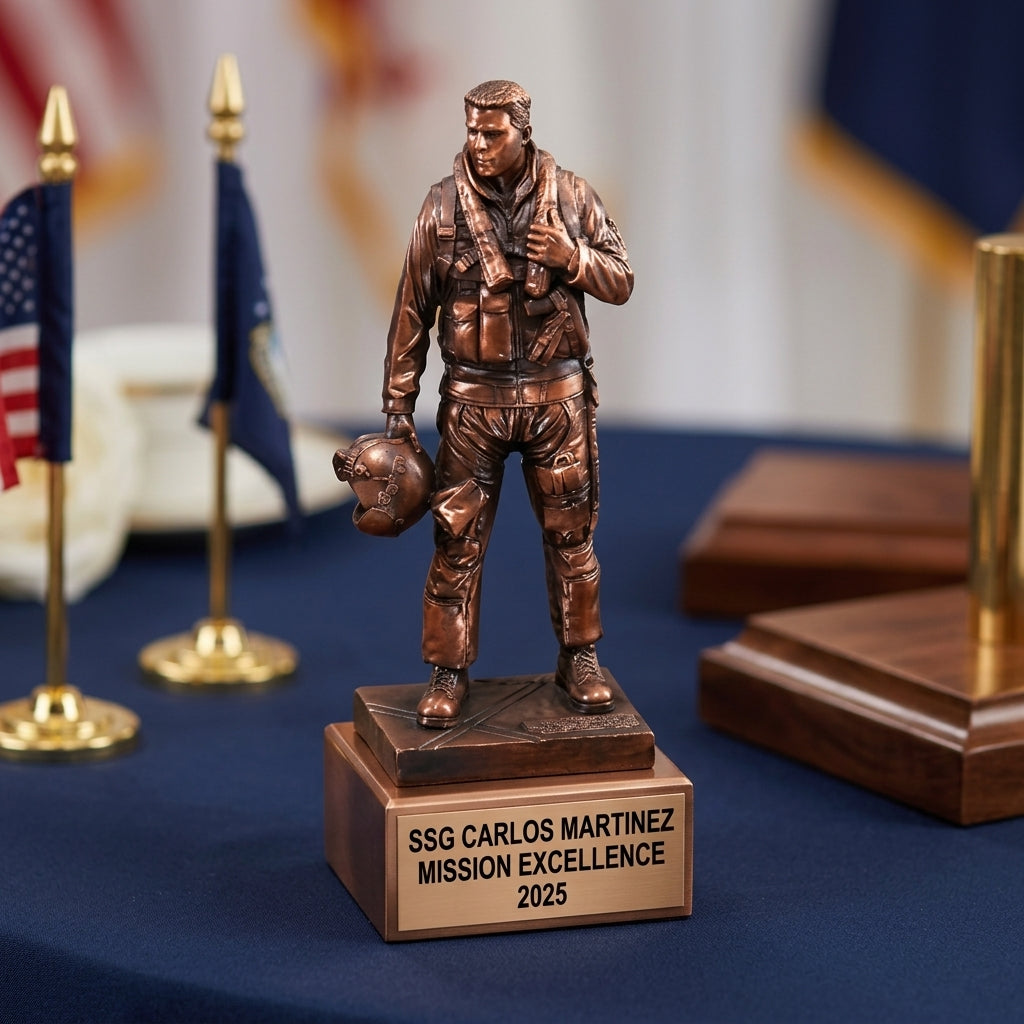 Military Award Trophy | Personalized | Custom Engraved | Retirement Gift | Promotion | Service Recognition | Veterans Day | Memorial Day - View 2