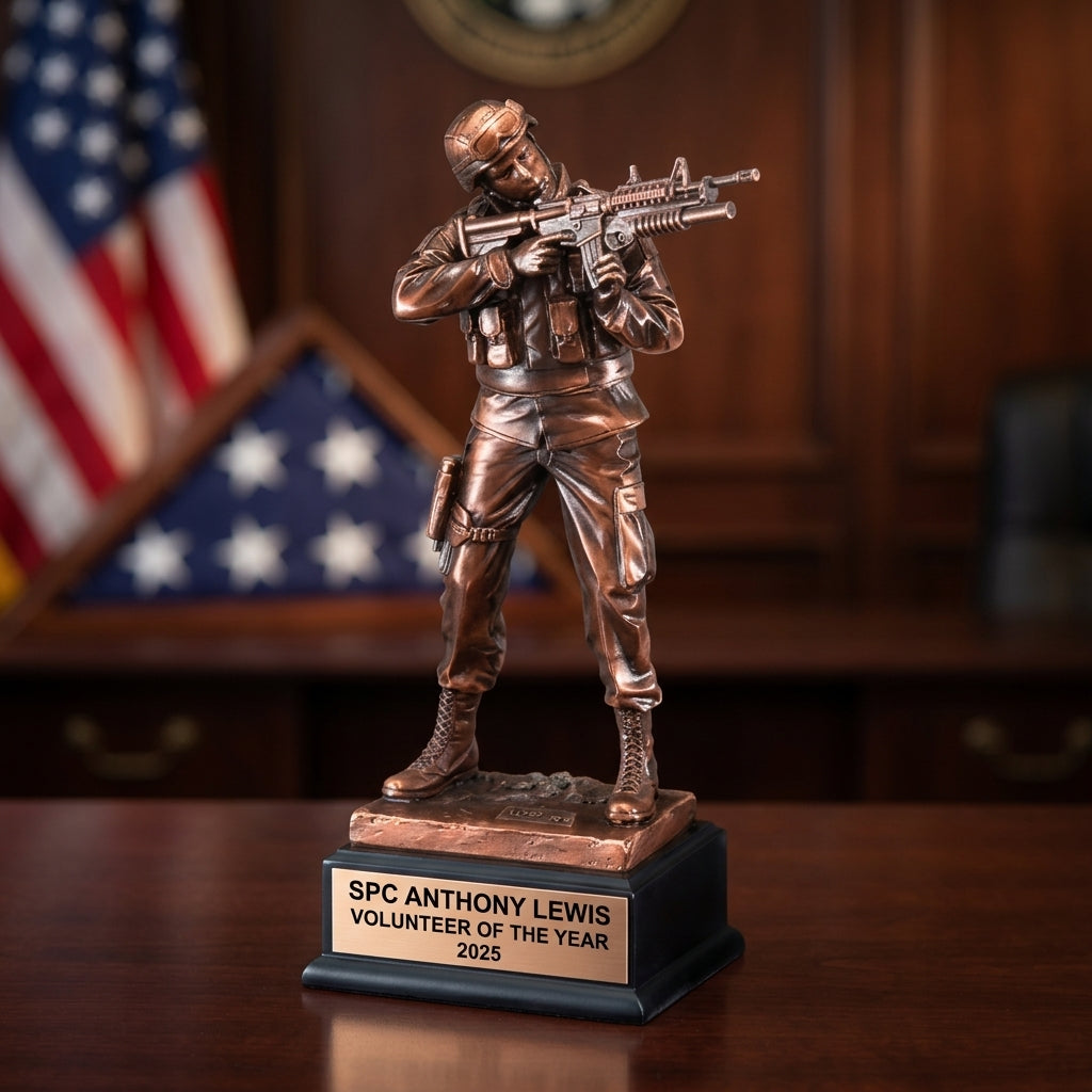 Military Award Trophy | Personalized | Custom Engraved | Retirement Gift | Service Recognition | Promotion | Veterans Day - View 1