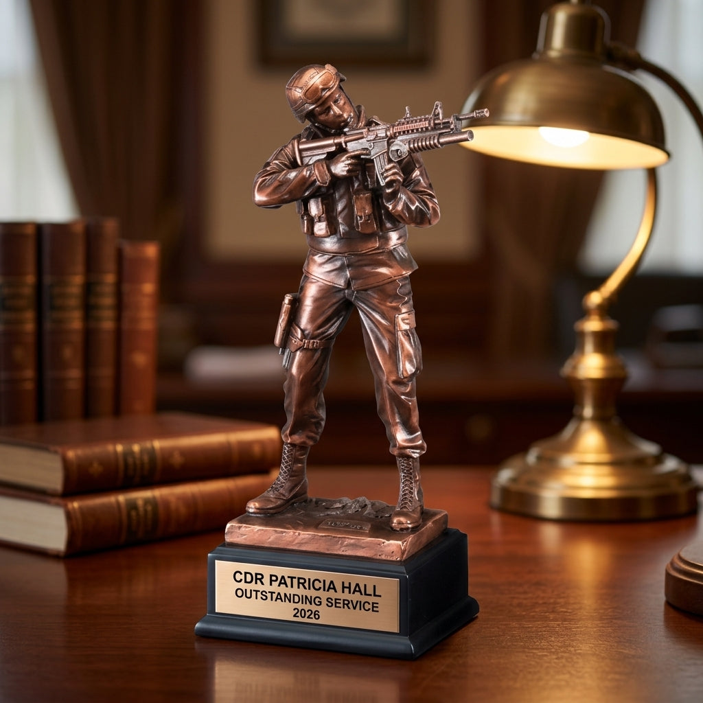 Military Award Trophy | Personalized | Custom Engraved | Retirement Gift | Service Recognition | Promotion | Veterans Day - View 3