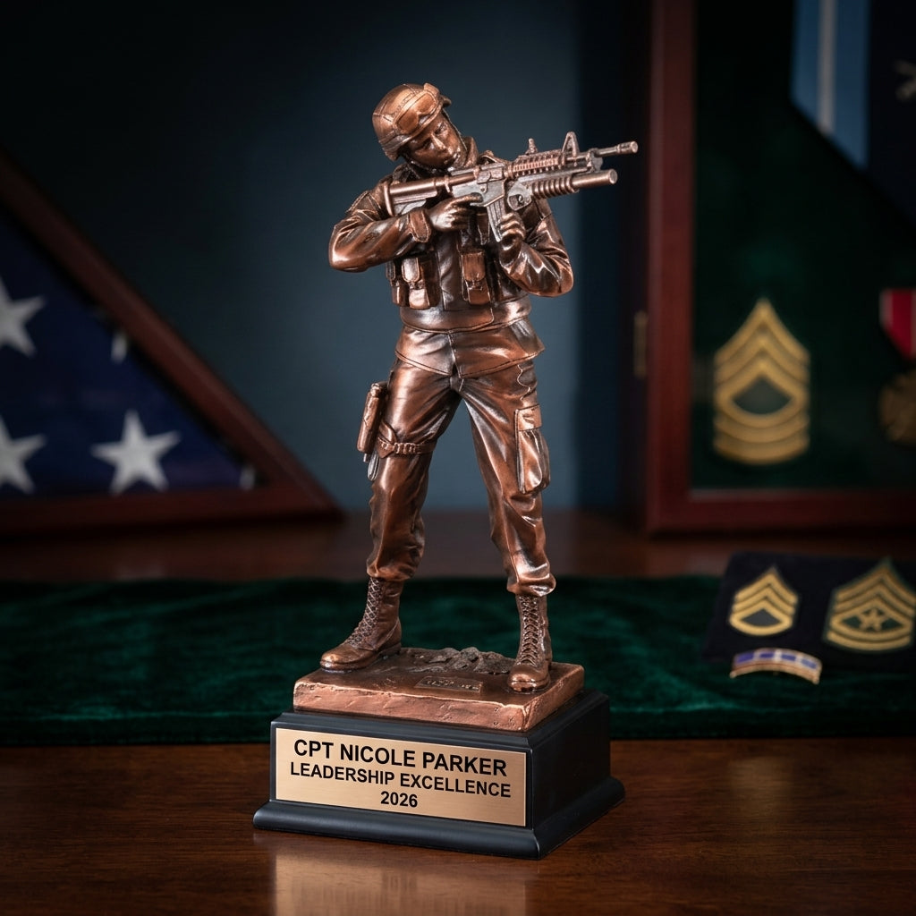 Military Award Trophy | Personalized | Custom Engraved | Retirement Gift | Service Recognition | Promotion | Veterans Day - View 4