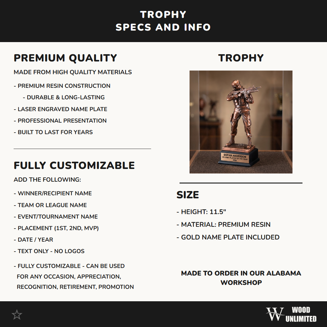 Military Award Trophy | Personalized | Custom Engraved | Retirement Gift | Service Recognition | Promotion | Veterans Day