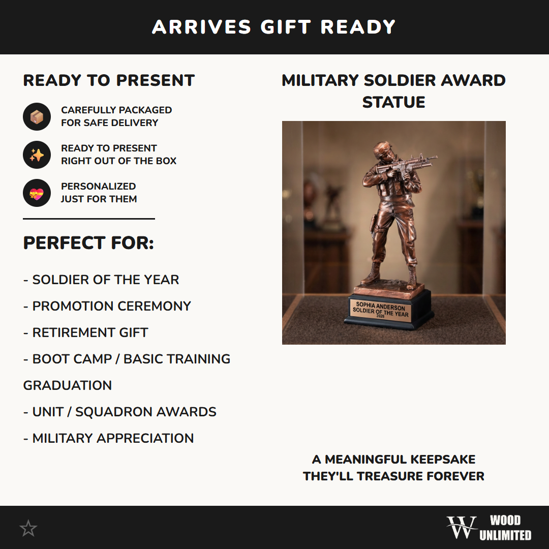 Military Award Trophy | Personalized | Custom Engraved | Retirement Gift | Service Recognition | Promotion | Veterans Day
