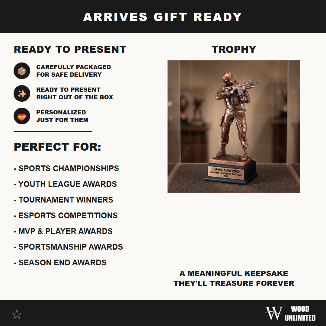 Military Award Trophy | Personalized | Custom Engraved | Retirement Gift | Service Recognition | Promotion | Veterans Day