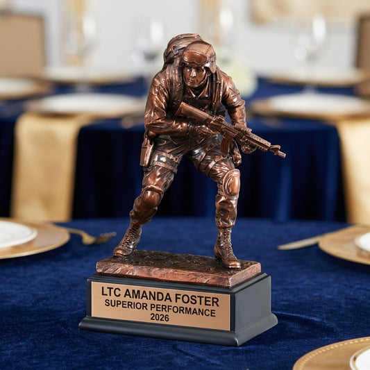 Military Trophy Award | Personalized | Custom Engraved | Retirement Gift | Service Award | Promotion | Veterans Day - View 2