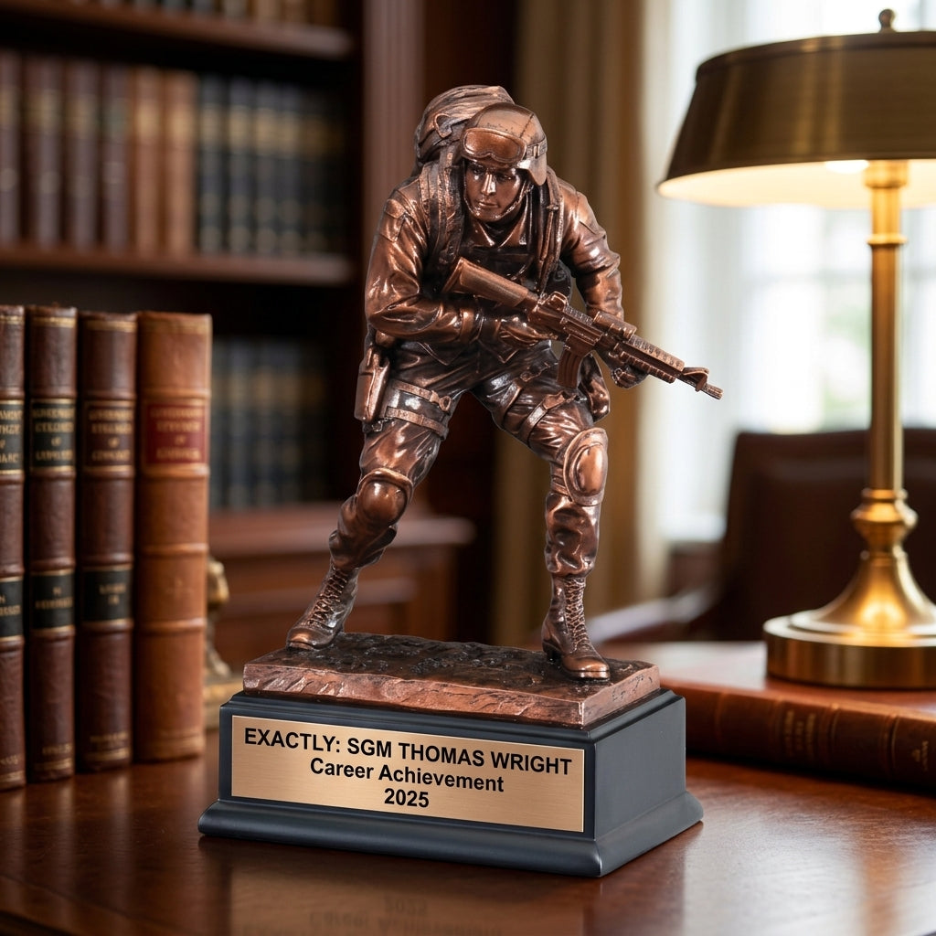 Military Trophy Award | Personalized | Custom Engraved | Retirement Gift | Service Award | Promotion | Veterans Day - View 3